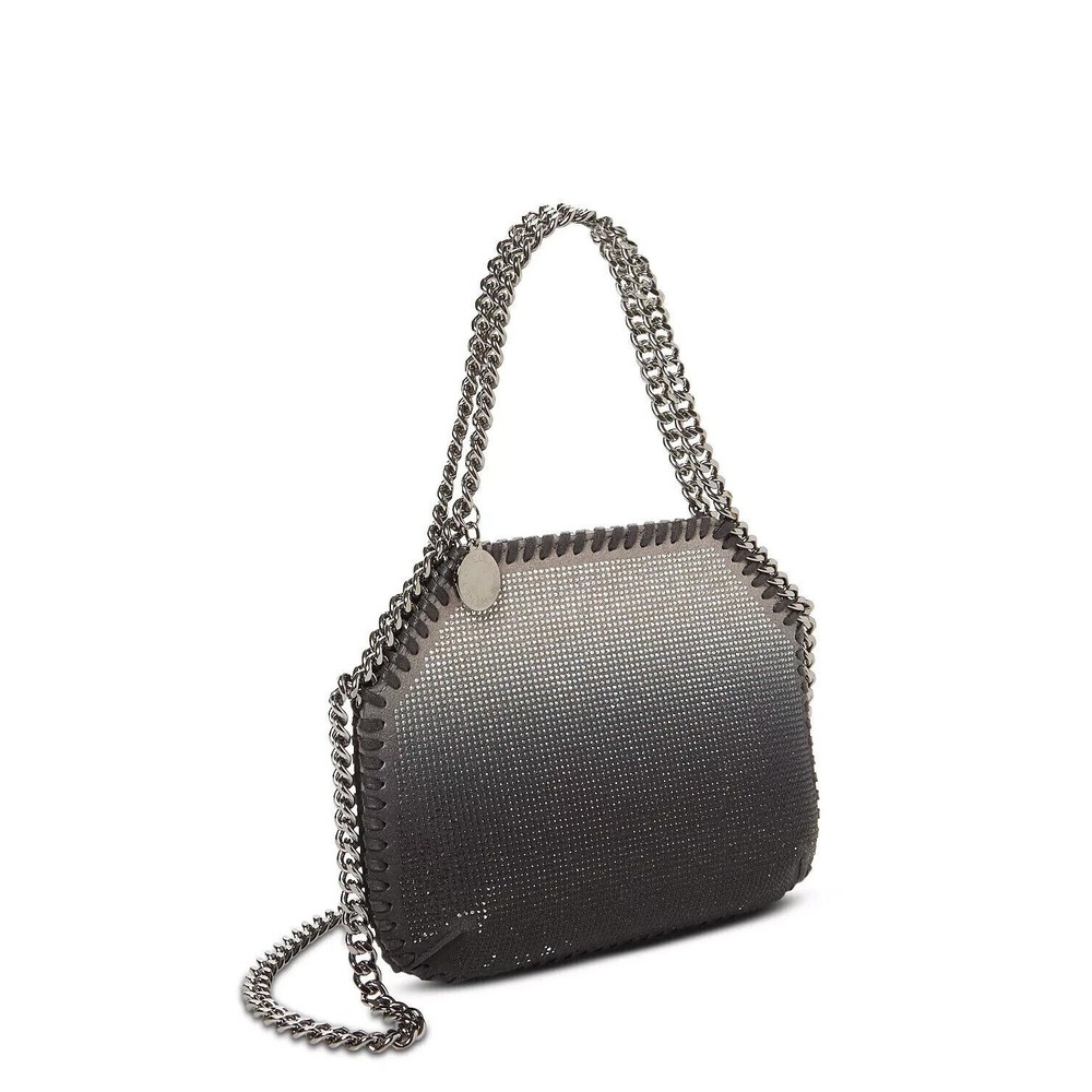 Stella McCartney Falabella Chain Mini Crystal Crossbody Bag Light grey‎ NEW - Picture 2 of 9